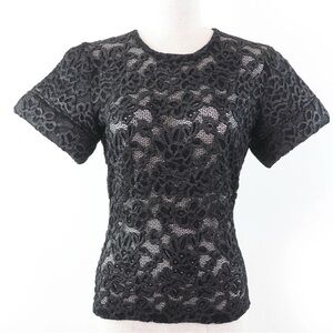 Louis Vuitton Black Floral Lace Blouse NWT